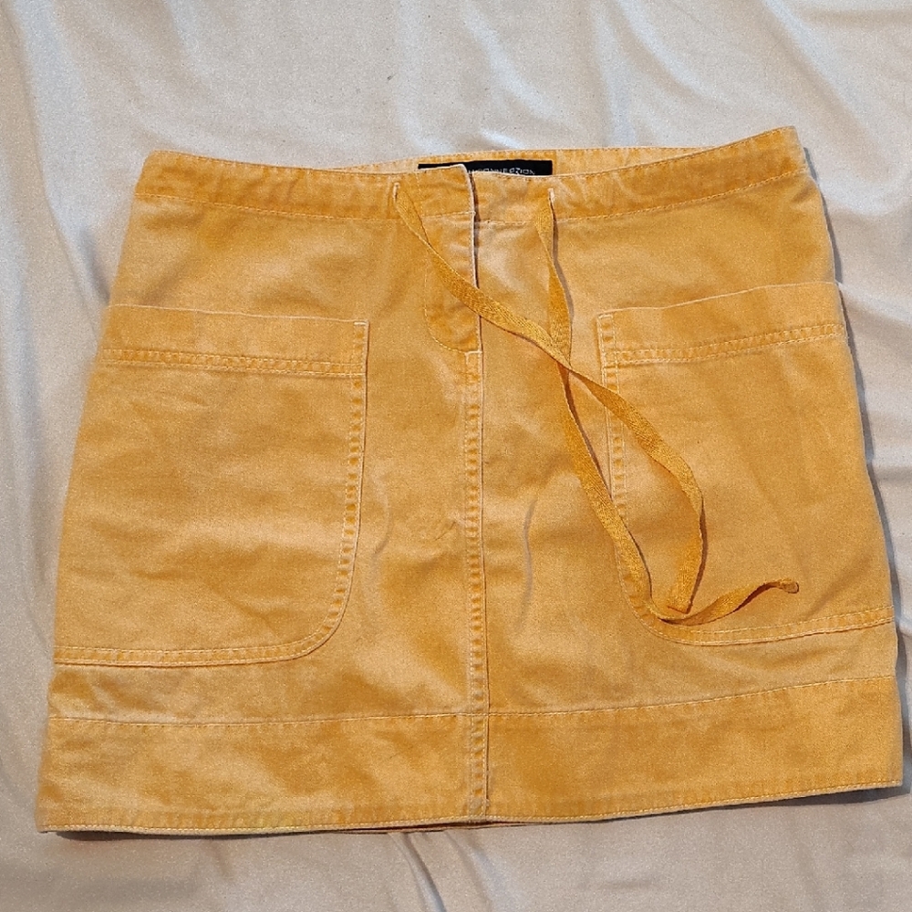 French Connection Mustard Mini Skirt with Tie
